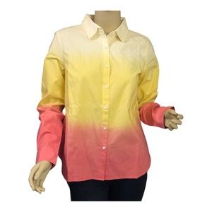 SkinnyGirl Ombré Long-Sleeve Button up Top in Light  & Dark Yellow then Red. NWT